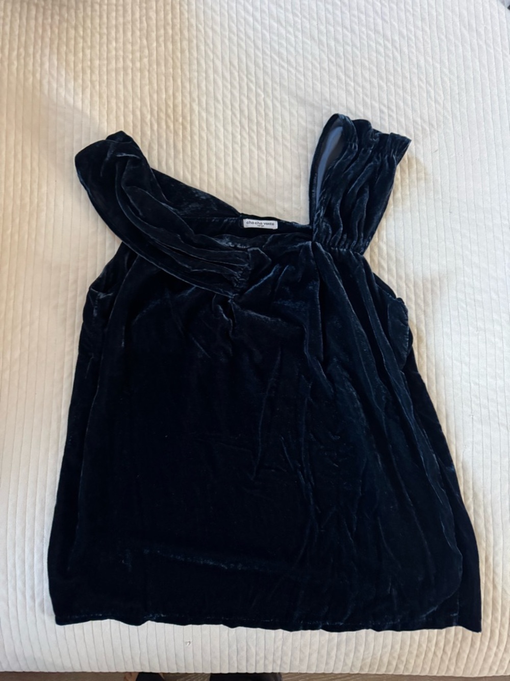 Black Velvet One-Shoulder Women's Top